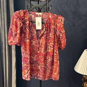Olivaceous Pink and Orange Floral Blouse